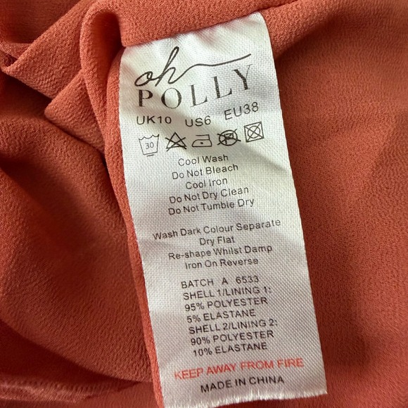 Oh Polly Cerise Draped Corset Zipper Terra-cotta V-Neck Mini Dress Size 6 - Picture 4 of 9